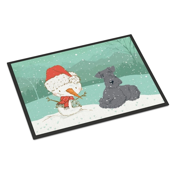 Carolines Treasures 18 x 27 in. Lakeland Terrier Snowman Christmas Indoor or Outdoor Mat CK2077MAT - main